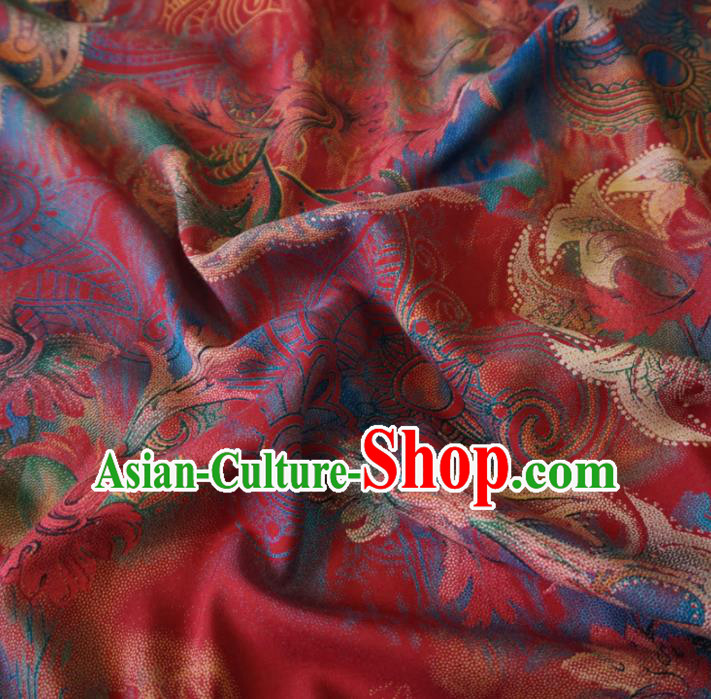 Asian Chinese Traditional Royal Pattern Red Watered Gauze Cheongsam Silk Fabric Chinese Fabric Material Asian Chinese Traditional Royal Pattern Red Watered Gauze Cheongsam Silk Fabric Chinese Fabric Material