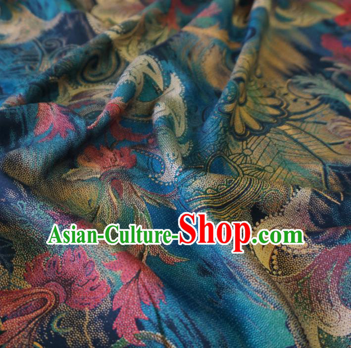 Asian Chinese Traditional Royal Pattern Blue Watered Gauze Cheongsam Silk Fabric Chinese Fabric Material Asian Chinese Traditional Royal Pattern Blue Watered Gauze Cheongsam Silk Fabric Chinese Fabric Material