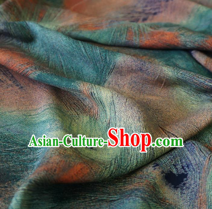 Asian Chinese Traditional Feather Pattern Green Watered Gauze Cheongsam Silk Fabric Chinese Fabric Material Asian Chinese Traditional Feather Pattern Green Watered Gauze Cheongsam Silk Fabric Chinese Fabric Material