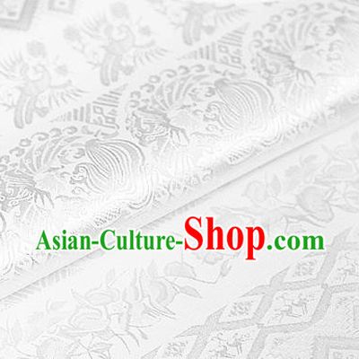 Asian Chinese Traditional Royal Pattern White Brocade Cheongsam Silk Fabric Chinese Satin Fabric Material