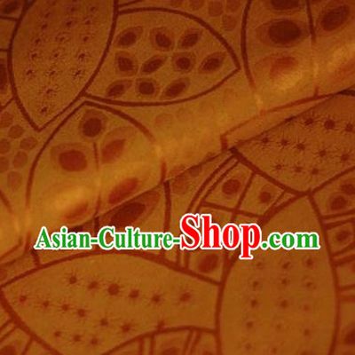 Asian Chinese Traditional Leaf Pattern Orange Brocade Cheongsam Silk Fabric Chinese Satin Fabric Material