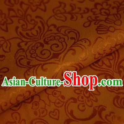 Asian Chinese Traditional Twine Grass Pattern Orange Brocade Cheongsam Silk Fabric Chinese Satin Fabric Material