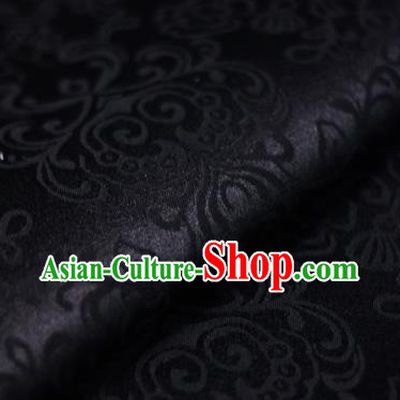 Asian Chinese Traditional Twine Grass Pattern Black Brocade Cheongsam Silk Fabric Chinese Satin Fabric Material