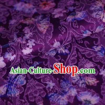 Asian Chinese Traditional Butterfly Pattern Purple Brocade Cheongsam Silk Fabric Chinese Satin Fabric Material