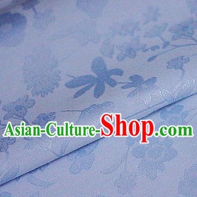 Asian Chinese Classical Pattern Blue Brocade Cheongsam Silk Fabric Chinese Traditional Satin Fabric Material