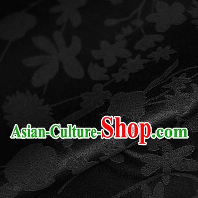 Asian Chinese Classical Pattern Black Brocade Cheongsam Silk Fabric Chinese Traditional Satin Fabric Material