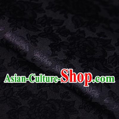 Asian Chinese Classical Peony Pattern Black Brocade Cheongsam Silk Fabric Chinese Traditional Satin Fabric Material