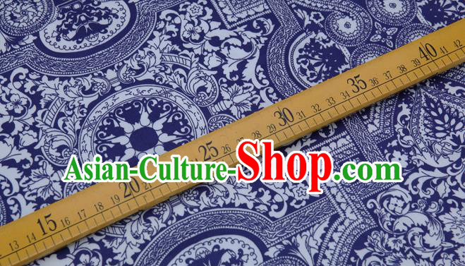 Chinese Classical Pattern Blue Brocade Cheongsam Silk Fabric Chinese Traditional Satin Fabric Material Chinese Classical Pattern Blue Brocade Cheongsam Silk Fabric Chinese Traditional Satin Fabric Material