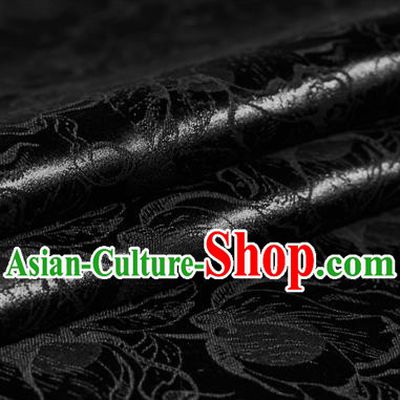 Chinese Classical Tulip Pattern Black Brocade Cheongsam Silk Fabric Chinese Traditional Satin Fabric Material