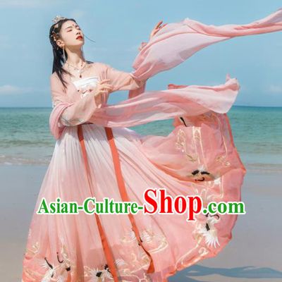 Chinese Ancient Nobility Lady Embroidered Hanfu Dress Traditional Tang Dynasty Court Princess Historical Costume for Women