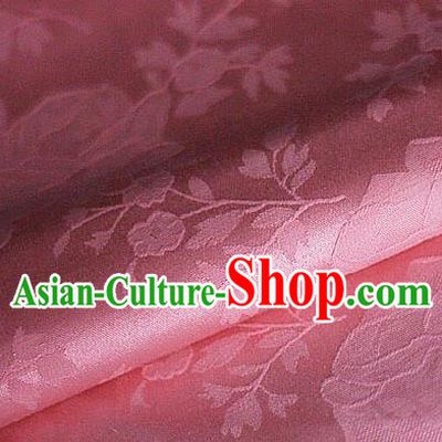 Chinese Classical Flowers Pattern Design Pink Brocade Cheongsam Silk Fabric Chinese Traditional Satin Fabric Material