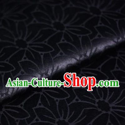 Chinese Classical Flowers Pattern Black Brocade Cheongsam Silk Fabric Chinese Traditional Satin Fabric Material