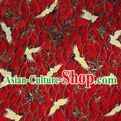 Chinese Classical Cranes Pattern Design Red Brocade Cheongsam Silk Fabric Chinese Traditional Satin Fabric Material