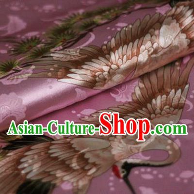 Chinese Classical Cranes Pattern Design Pink Brocade Cheongsam Silk Fabric Chinese Traditional Satin Fabric Material