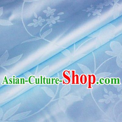 Chinese Light Blue Brocade Classical Flowers Pattern Design Satin Cheongsam Silk Fabric Chinese Traditional Satin Fabric Material