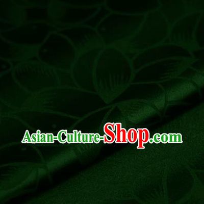 Chinese Classical Petals Pattern Design Green Brocade Satin Cheongsam Silk Fabric Chinese Traditional Satin Fabric Material