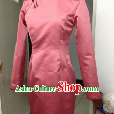 Chinese Traditional Mongolian Ethnic Costume Mongol Nationality Female Pink Dress for Women