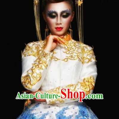 Traditional Chinese Catwalks Costume Stage Show Modern Fancywork Dress for Women