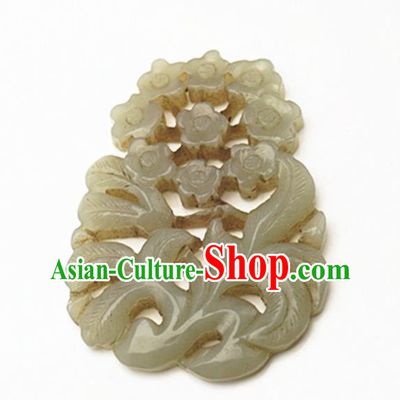Handmade Chinese Carving Flowers Jade Pendant Traditional Jade Craft Jewelry Accessories