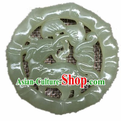 Handmade Chinese Jade Carving Deer Pendant Traditional Jade Craft Jewelry Accessories