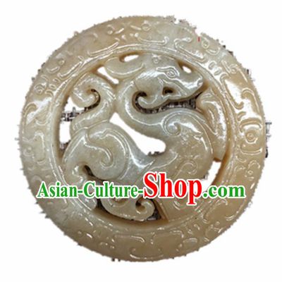 Handmade Chinese Jade Carving King Dragon Pendant Traditional Jade Craft Jewelry Accessories