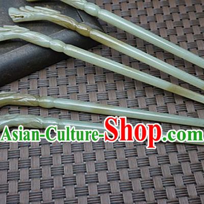 Chinese Handmade Jade Hairpins Carving Dragon Head Jade Hair Clip Hair Accessories for Women for Men
