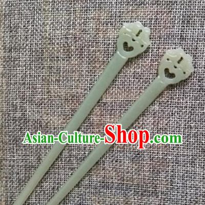 Chinese Handmade Jade Hairpins Carving Mandarin Duck Jade Hair Clip Hair Accessories for Women for Men