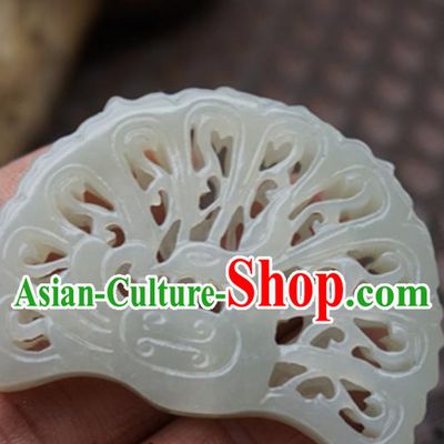 Handmade Chinese Ancient Jade Carving Peacock Pendant Traditional Jade Craft Jewelry Decoration Accessories
