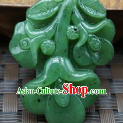 Chinese Handmade Jade Craft Carving Jewelry Accessories Green Jade Necklace Pendant