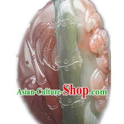 Chinese Handmade Carving Bamboo Bat Jade Pendant Traditional Jade Craft Jewelry Accessories