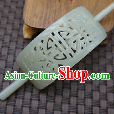 Chinese Handmade Jade Hairpins Ancient Carving White Jade Hair Crown Hair Accessories for Women for Men