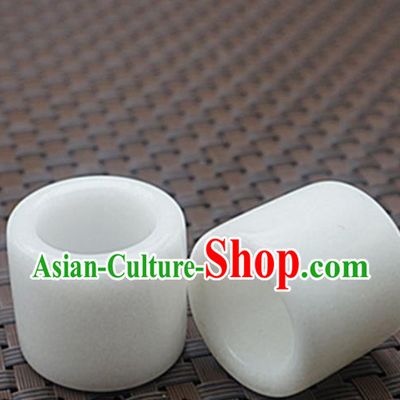 Chinese Handmade Ancient White Jade Rings Traditional Jade Thimble Jewelry Accessories for Women for Men