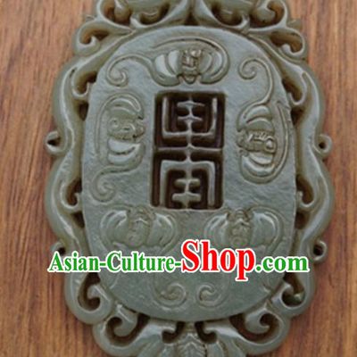 Chinese Handmade Jewelry Accessories Carving Bats Jade Pendant Ancient Traditional Jade Craft Decoration