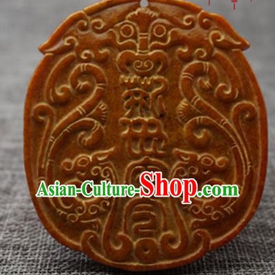 Chinese Handmade Jewelry Accessories Carving Dragons Jade Pendant Ancient Traditional Jade Craft Decoration