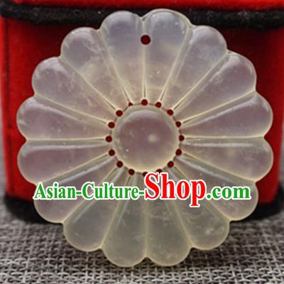 Chinese Handmade Jewelry Accessories Carving Sunflower Jade Pendant Ancient Traditional Jade Craft Decoration
