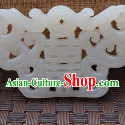 Chinese Handmade Jewelry Accessories Wedding Carving White Jade Pendant Ancient Traditional Jade Craft Decoration