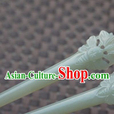 Chinese Handmade Hetian Jade Carving Butterfly Hair Clip Ancient Jade Hairpins Hair Accessories for Women for Men
