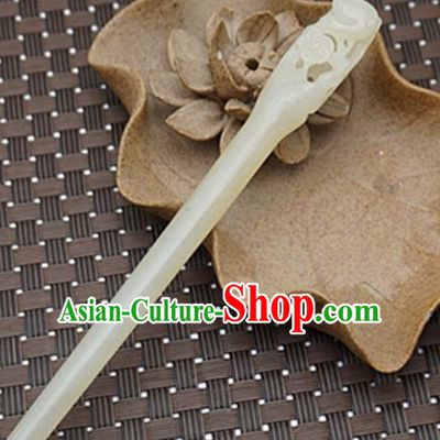 Chinese Handmade Jade Carving Plum Blossom Hair Clip Ancient Jade Hairpins Hair Accessories for Women for Men