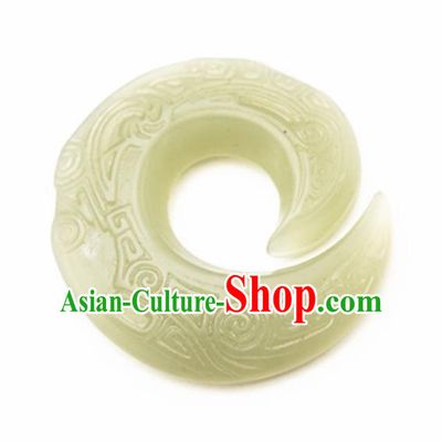 Chinese Handmade Carving Pattern Jade Pendant Jewelry Accessories Ancient Traditional Jade Craft Decoration