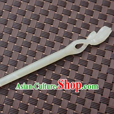 Chinese Handmade White Jade Carving Hair Clip Ancient Jade Hairpins Hair Accessories for Women for Men