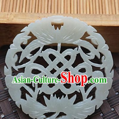 Chinese Handmade Jade Carving Lucky Knot Pendant Jewelry Accessories Ancient Traditional Jade Craft Decoration