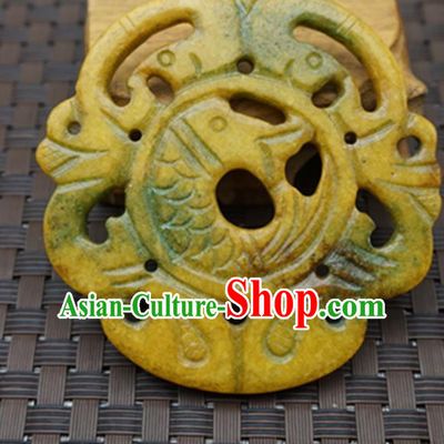 Chinese Handmade Jade Carving Dragon Yellow Pendant Jewelry Accessories Ancient Traditional Jade Craft Decoration