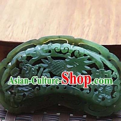 Chinese Handmade Green Jade Carving Children Pendant Jewelry Accessories Ancient Traditional Jade Craft Decoration