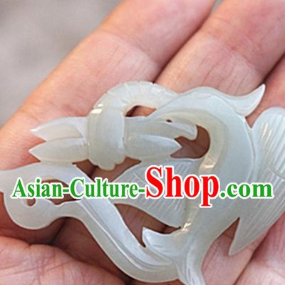 Handmade Chinese Ancient White Jade Carving Phoenix Pendant Traditional Jade Craft Jewelry Decoration Accessories