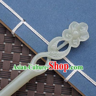 Chinese Handmade Jade Carving Flower Hair Clip Ancient Jade Hairpins Hair Accessories for Women for Men