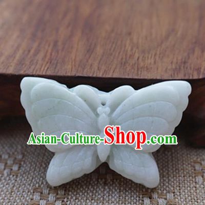 Chinese Handmade Jade Carving Butterfly Pendant Jewelry Accessories Ancient Traditional Jade Craft Decoration