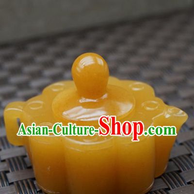 Chinese Handmade Jade Carving Teapot Pendant Jewelry Accessories Ancient Traditional Jade Craft Decoration