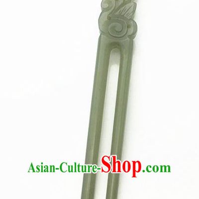 Chinese Handmade Jade Carving Mandarin Duck Hair Clip Ancient Jade Hairpins Hair Accessories for Women for Men