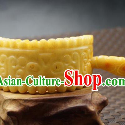 Handmade Chinese Yellow Jade Carving Beast Hair Crown Ancient Swordsman Jade Hairpins Hair Accessories for Women for Men