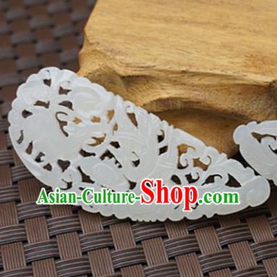 Chinese Handmade Jade Pendant Carving Phoenix Jewelry Accessories Ancient Traditional Jade Craft Decoration